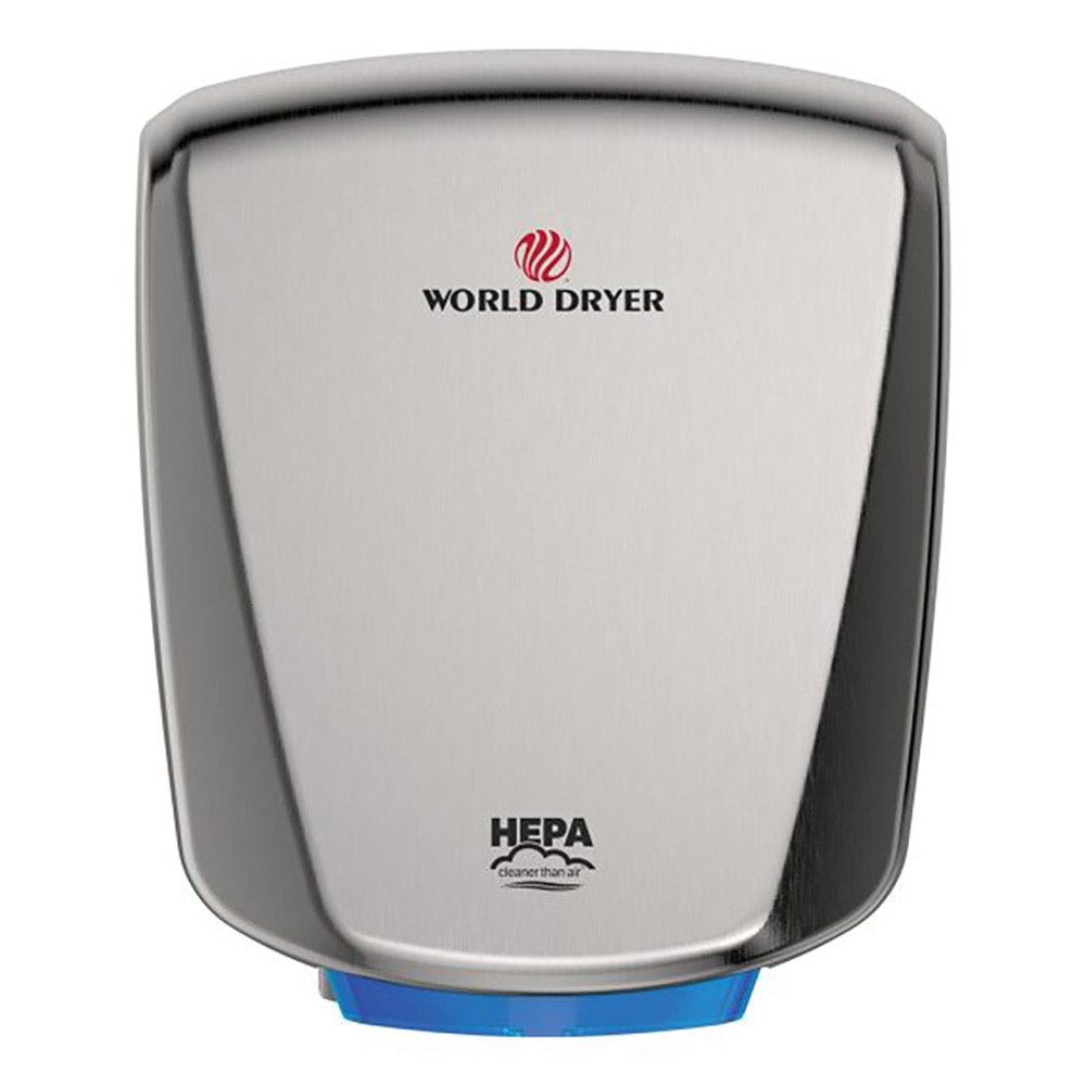 Hand Dryer, HEPA-Filter VERDEdri , Brushed Stainless Steel, 950 Watts, Universal Voltage, ADA Compliant, World Dryer