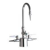 Deck-Mounted Triple Service Combination Valve, Polished Chrome, Laboratory Nozzle With 10 Serration