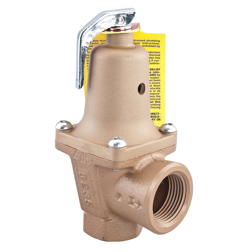 Boiler Pressure Relief Valve, 1 1/4 Inch, Iron, 60 PSI, Expanded Outlets, Series 740 , Discharge Line Flood Sensor Connection Included, Watts