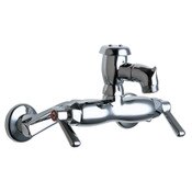 Wall-Mounted Manual Sink Faucet With 3-3/8" Centers, 3-3/8" Body, Adjustable Arms 3" - 8-3/8" Cente