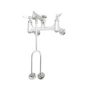 Service Sink Faucet, Wall Mount, 8" Centers, Built-In Stops, Vacuum Breaker, Rough Chrome