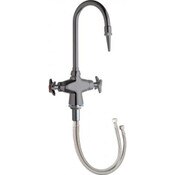 Deck-Mounted Manual Laboratory Faucet, Single-Hole, Dual-Supply, 5-1/4" Rigid/Swing Gooseneck Spout