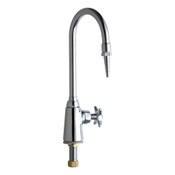 Deck-Mounted Manual Laboratory Faucet, Single-Hole, Single-Supply, 5-1/4" Rigid/Swing Gooseneck Spo