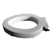 Toilet Seat, Elongated, Closed Front less Cover, Medic-Aid Lift, 4 Inch, White, Plastic, Bemis