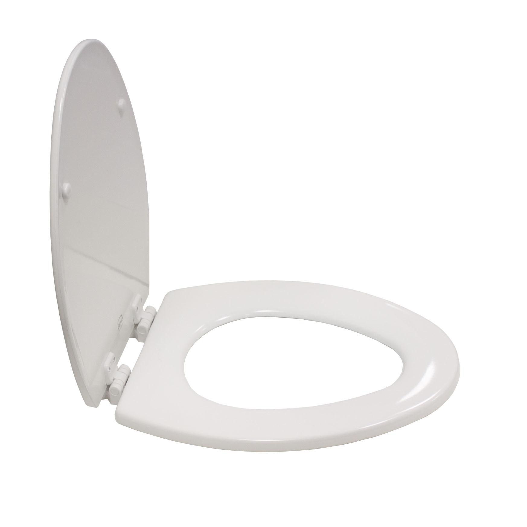 White Enameled Wood Toilet Seat, Lift-Off Elongated, Closed Front with Cover