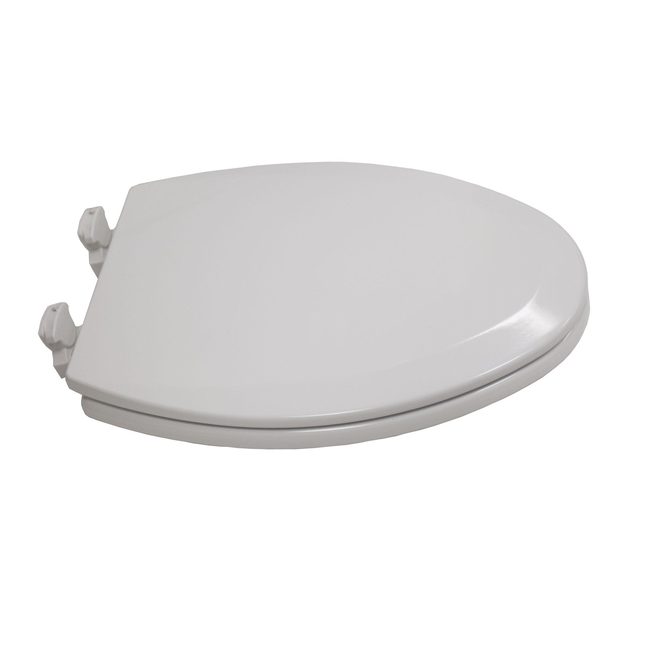 White Enameled Wood Toilet Seat, Lift-Off Elongated, Closed Front with Cover