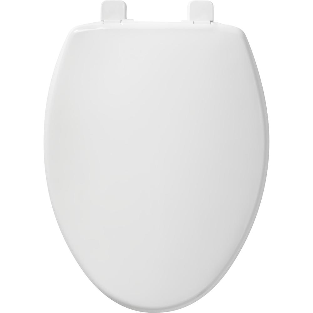 White Plastic Elongated Toilet Seat, Closed Front with Cover