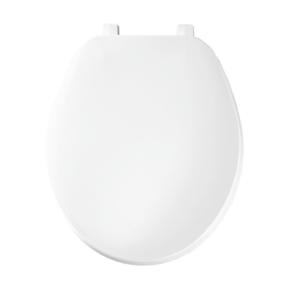 White Plastic Round Toilet Seat, Closed Front with Cover