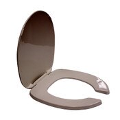 Toilet Seat, Round, Open Front with Cover, White, Plastic, Bemis