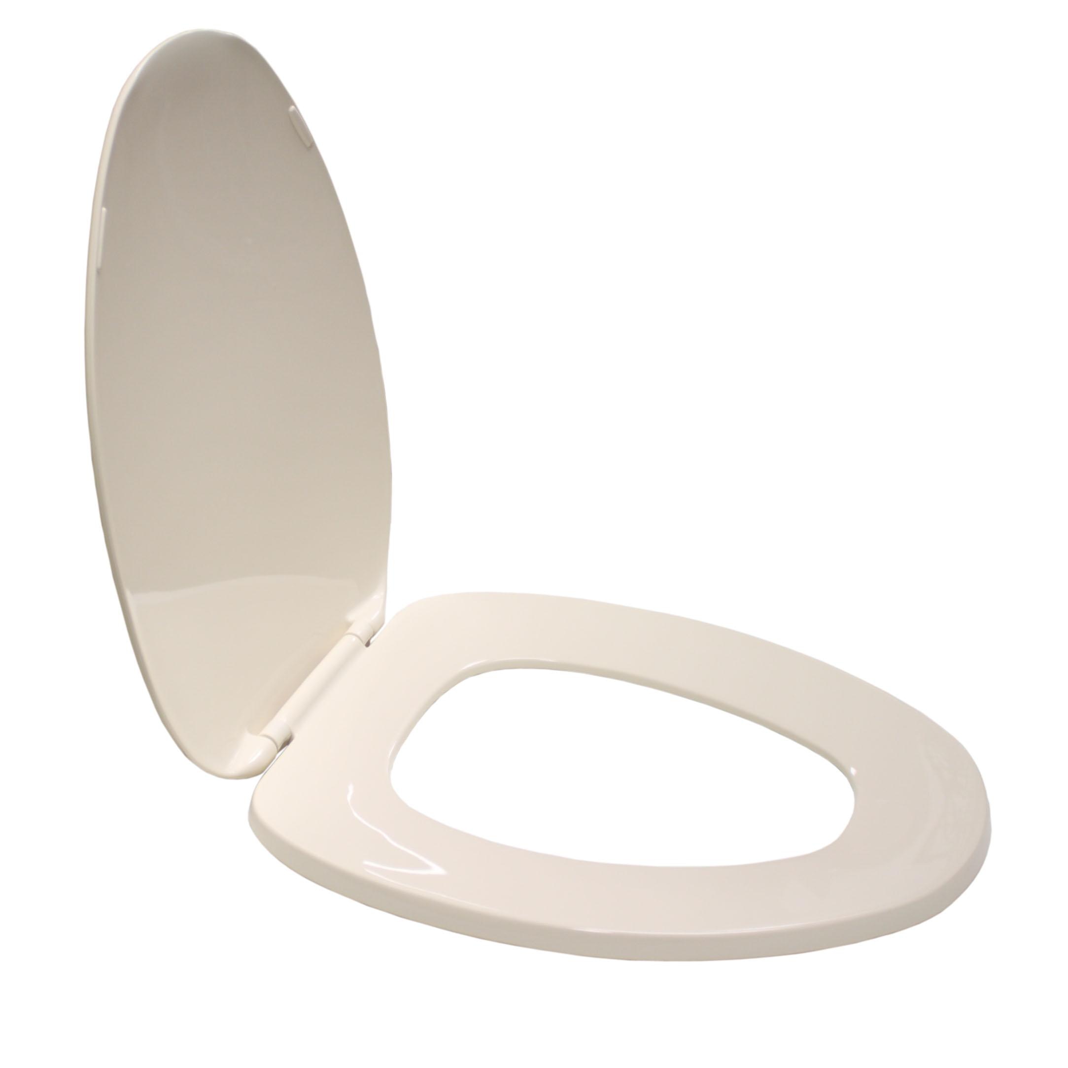 Toilet Seat, Elongated, Closed Front with Cover, White, Plastic, Bemis