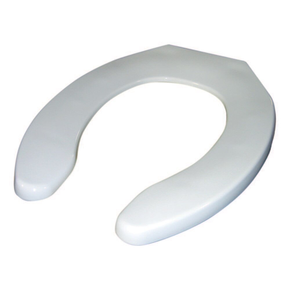 Toilet Seat, Elongated, Open Front Less Cover with Check Hinge, White, Plastic, Bemis