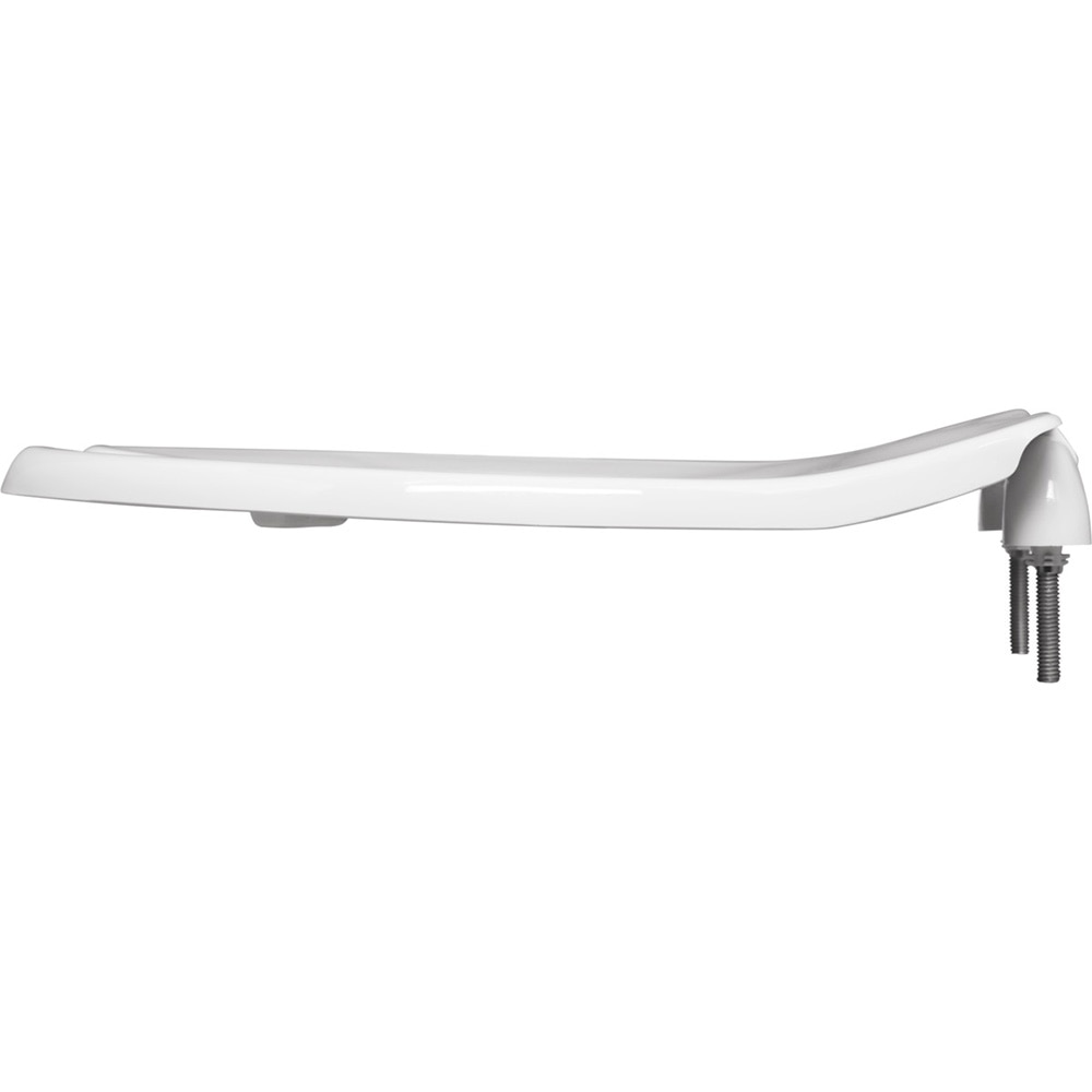 White Plastic Round Toilet Seat, Open Front less Cover, Commercial with Sta-Tite Check Hinge