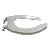 Toilet Seat, Elongated, Open Front less Cover, Self-Sustaining Check Hinge, White, Plastic, Bemis
