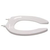 Toilet Seat, Elongated, Open Front less Cover, DuraGuard and FirePro, White, Plastic, Bemis