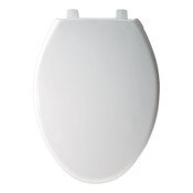 Toilet Seat, Elongated, Closed Front with Cover, with Self-Sustaining Hinge, White, Plastic, Bemis