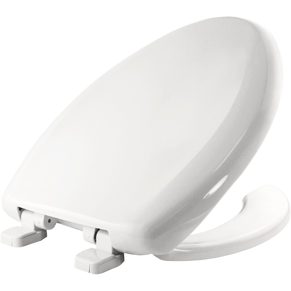 Toilet Seat, ELG, Open Front w/ Cover, White, Plastic, Bemis