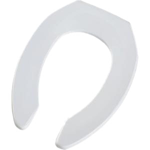 Open Front Elongated White Plastic Toilet Seat less Cover Sta-Tite