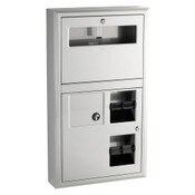 Seat-Cover Dispenser, Sanitary Napkin Disposal and Toilet Tissue Dispenser, Bobrick