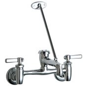 Wall-Mounted Manual Sink Faucet With 8" Centers, 1/2" Npt Adjustable Female Union Nut Supply Arms,