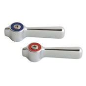 2 3/8 Inch Hot and Cold Lever Handles (pair), Sixteen Point, Tapered Broach, Metal, with Screws
