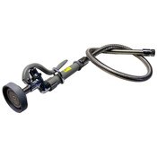Spray Valve 1.15 GPM with 44 Inch Flexible Stainless Steel Hose and Heat Resistant Handle, 1/2 Inch NPT Male Inlet, Polished Chrome Plated Body