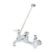 Service Sink Faucet, Wall Mount, 8" Centers, Built-In Stops, Vacuum Breaker, Polished Chrome