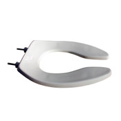 Toilet Seat, Elongated, Open Front less Cover, Check Hinge, White, Plastic, Olsonite