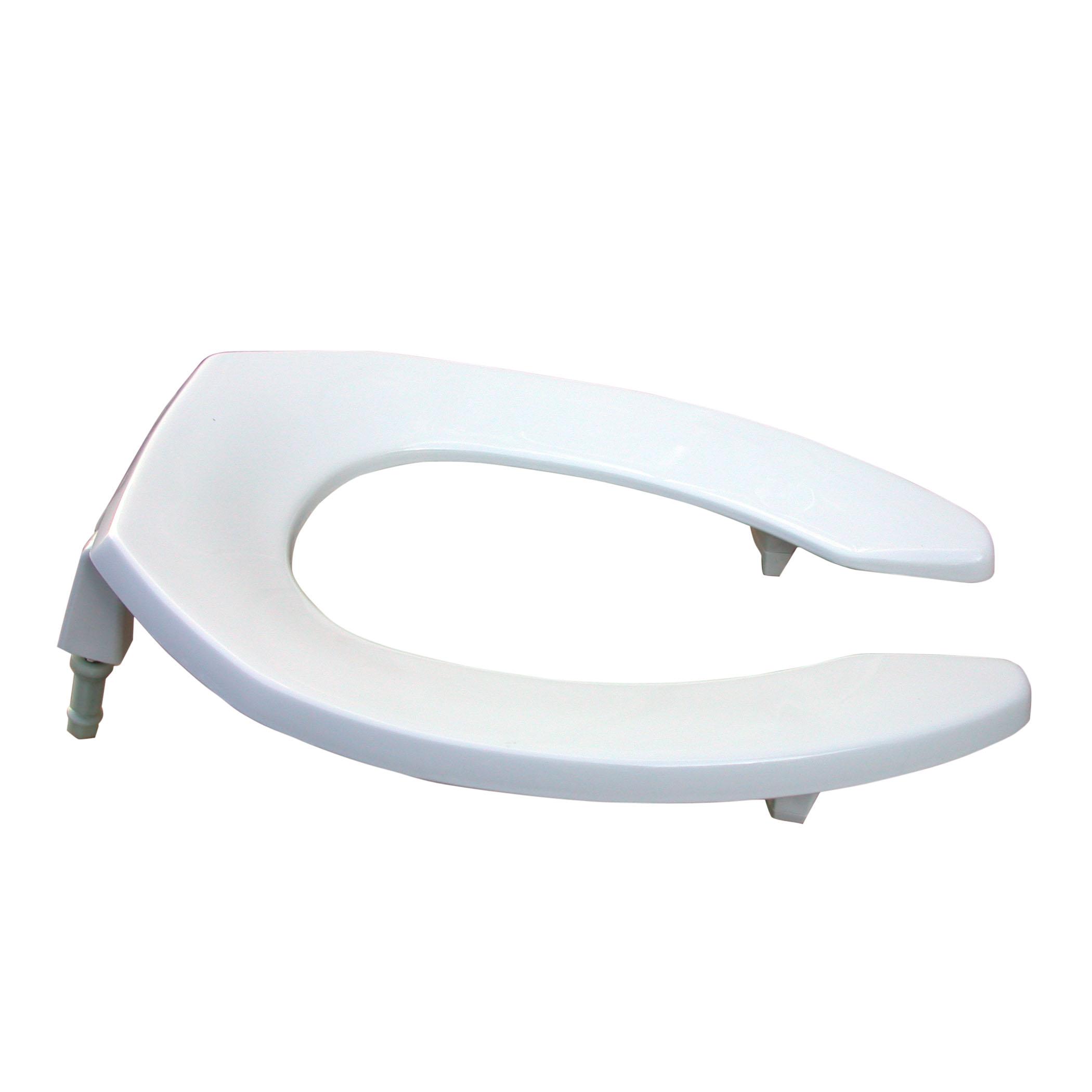 White Elongated Plastic Toilet Seat less Cover, Medic-Aid Open Front with Sta-Tite, DuraGuard and 2 Inch Lifts