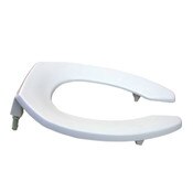 White Elongated Plastic Toilet Seat Less Cover, Medic-Aid Open Front with Sta-Tite, DuraGuard and 2 Inch Lifts