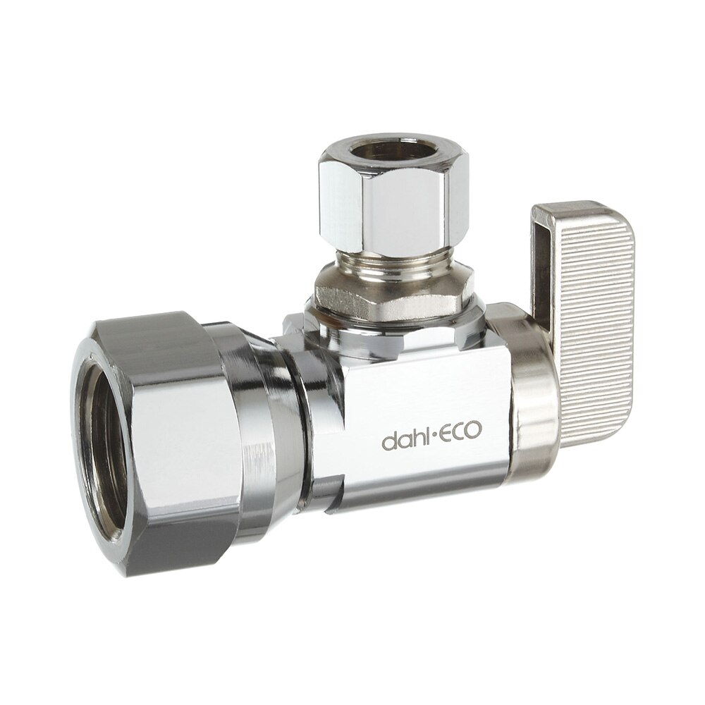 Angle Supply Stop Valve, 1/2 FIP X 3/8 OD Comp, Chrome Plated, Lead-Free Brass, Dahl 