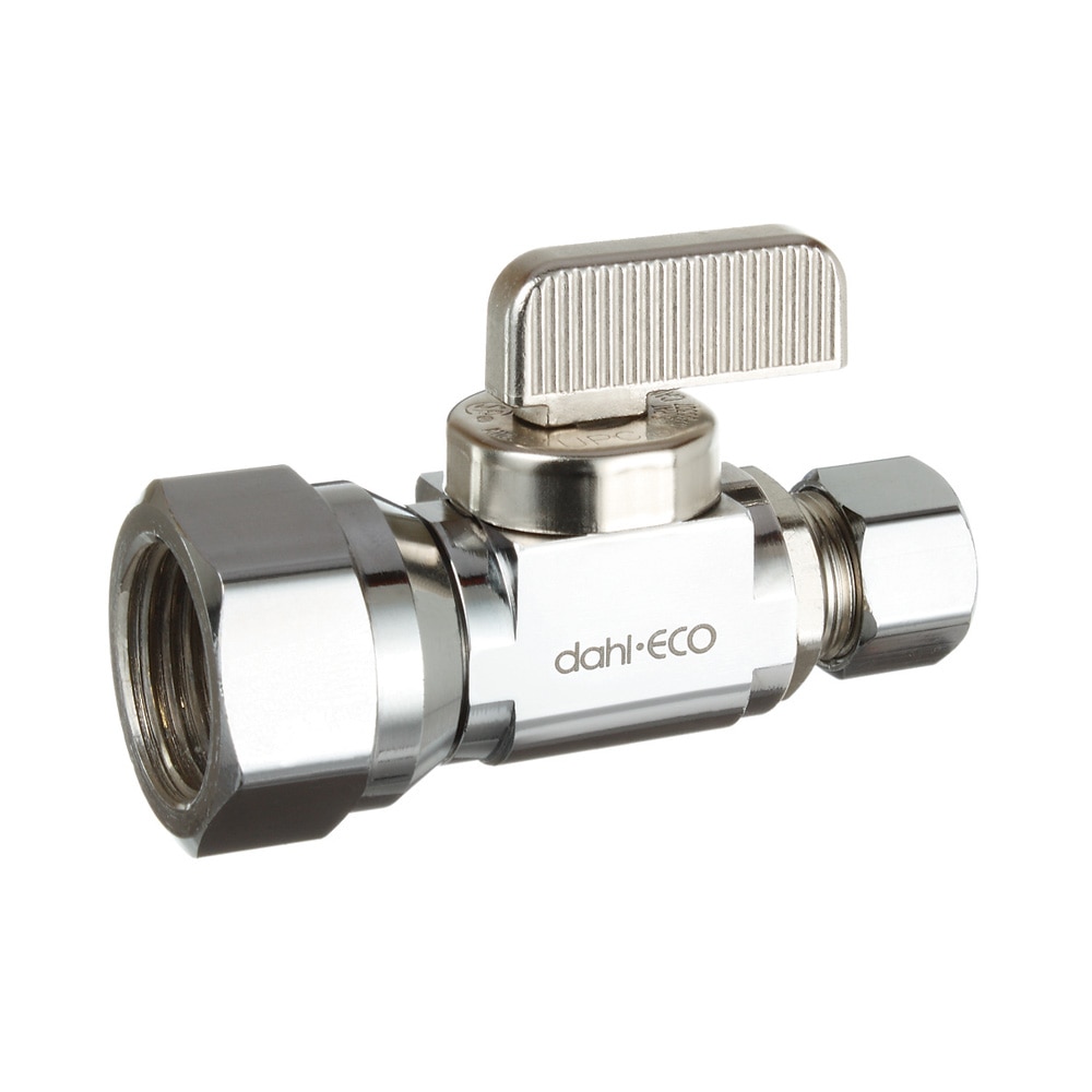 Straight Supply Stop Valve, 1/2 FIP X 3/8 OD Comp, Chrome Plated, Lead-Free Brass, Dahl