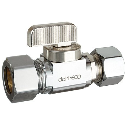 Straight Supply Stop Valve, 5/8 OD Comp X 1/2 OD Comp, Chrome Plated, Lead-Free Brass, Dahl