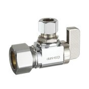 Angle Supply Stop Valve, 5/8 OD Comp (1/2 Nom. Pipe) X 3/8 OD Comp, Chrome Plated, Lead-Free Brass