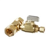 Straight Supply Stop Valve and Tee Kit, 5/8 OD Comp X 5/8 OD Comp X 1/4 OD Comp, Lead-Free Brass