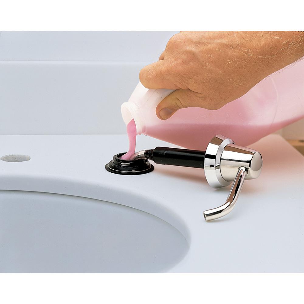 Soap Dispenser, Manual Top-Fill Liquid, 4 In Spout, Polished Chrome, 34-Fl. Oz., Classic Series, Bobrick
