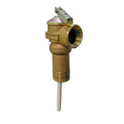 T & P Relief Valve, 3/4 Inch, Bronze, Self Closing, 150 PSI, 210 D F, Up to 2 Inch Insul, Watts