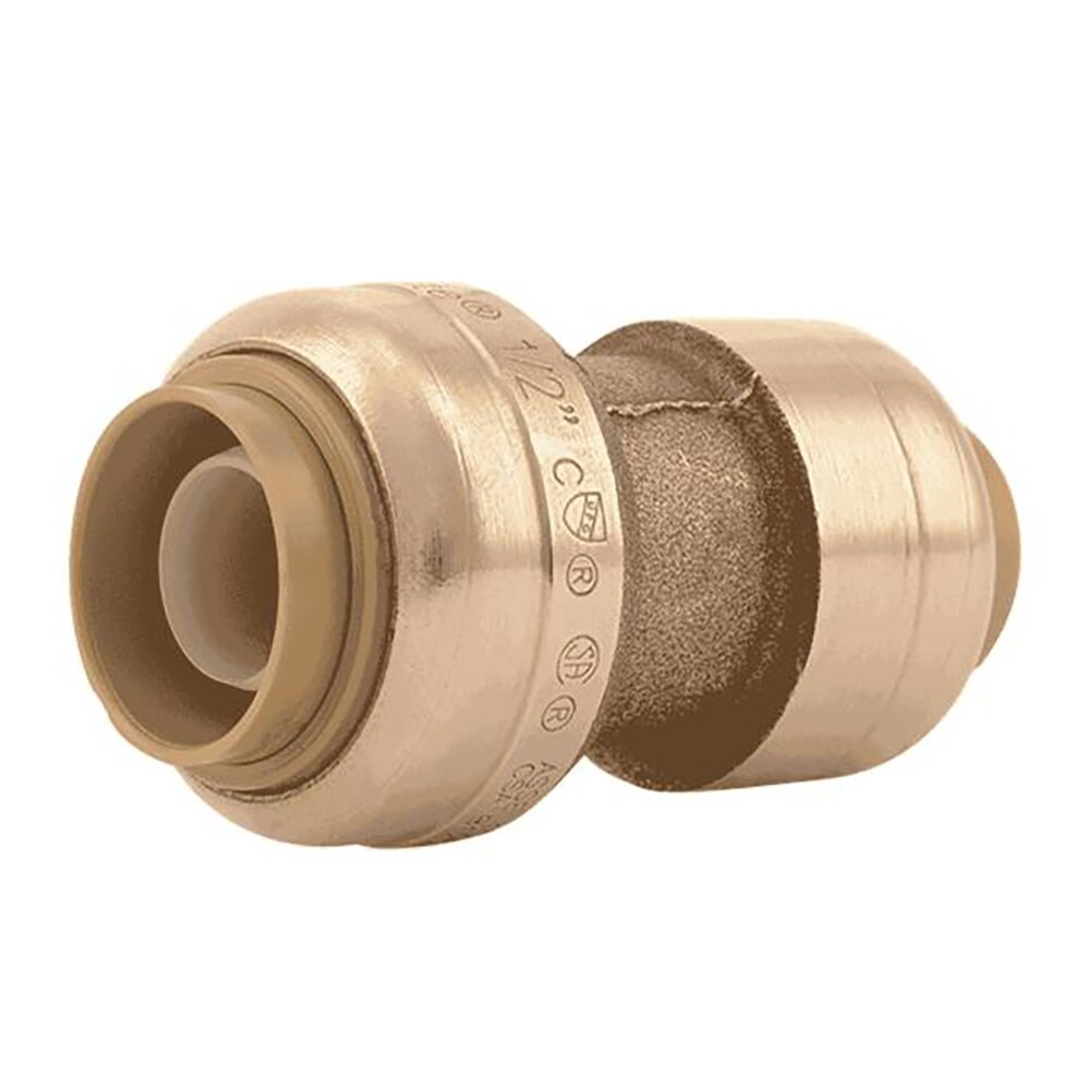 Brass Push Reducing Coupling 3/8 In (1/2 In OD) X 1/2 In, Lead Free, SharkBite