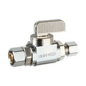 Straight Retrofit Supply Stop Valve, 3/8 OD Fem. Comp X 1/4 OD Comp, Chrome Plated, Lead-Free Brass