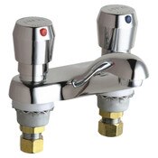 Deck-Mounted Manual Sink Faucet With 4" Centers, Polished Chrome, Pressure Compensating Non-Aeratin