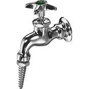Wall-Mounted Laboratory Fitting, Polished Chrome, Single Hole, 2-1/2" Cross Handle With Button Inde