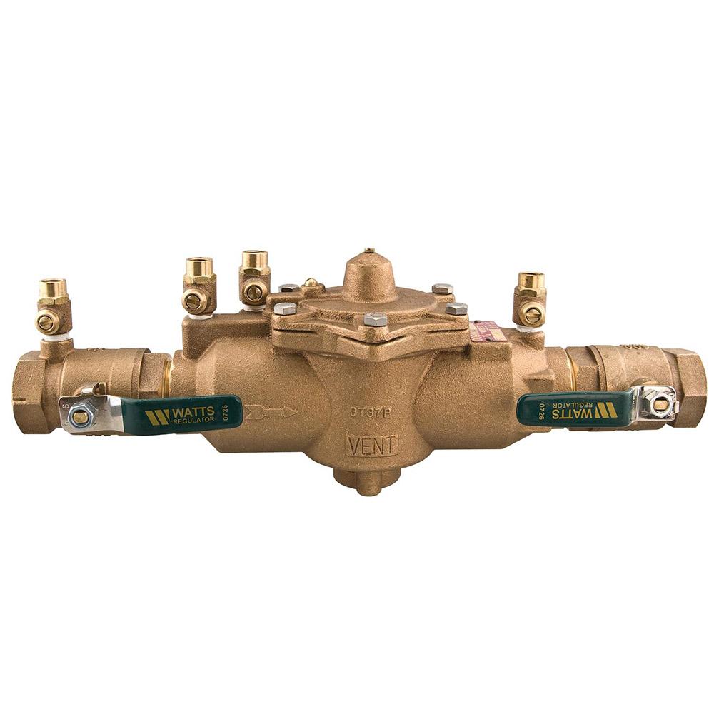 Reduced Pressure Zone Assembly, 1-1/2 Inch, NPT Inlet Outlet, Quarter Turn Shutoff Valves, Backflow Flood Sensor, Series 009M2, Watts