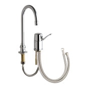 Deck-Mounted Manual Sink Faucet, Two-Hole Mounting, 3/8" Compression Flexible Stainless Steel Suppl