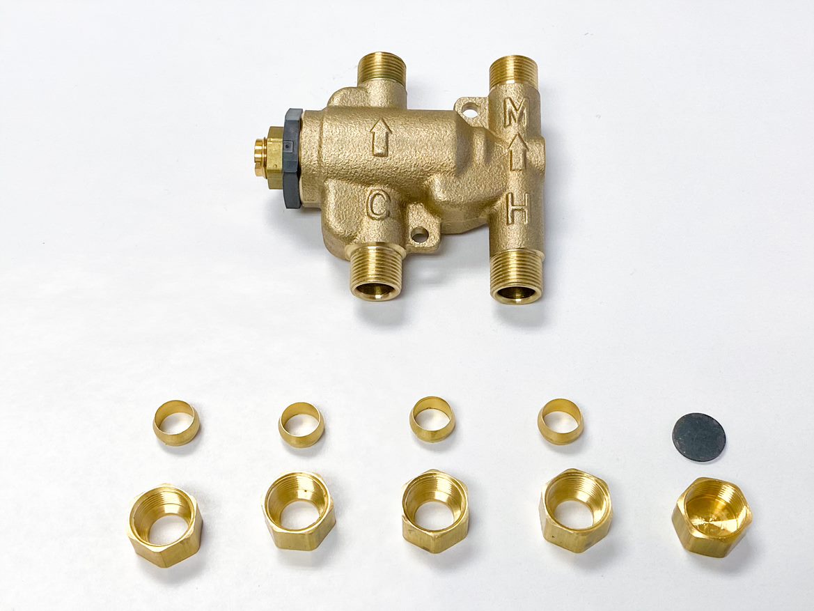 Thermostatic, Anti-Scald, 3/8" In/Out Checks, 4 Port, Valve