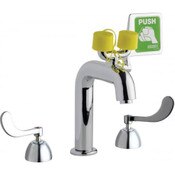 Dual-Handle Safety Eyewash/Faucet Fitting With Asse 1071 Valve, Gauge, And Locking Ball Valves, Pol