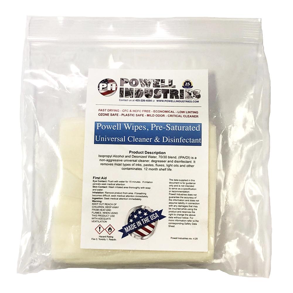 Ultra pure, lint free, commercial grade disinfectant wipes, 70% IPA isopropyl alcohol content, 140 Wipes per bag.