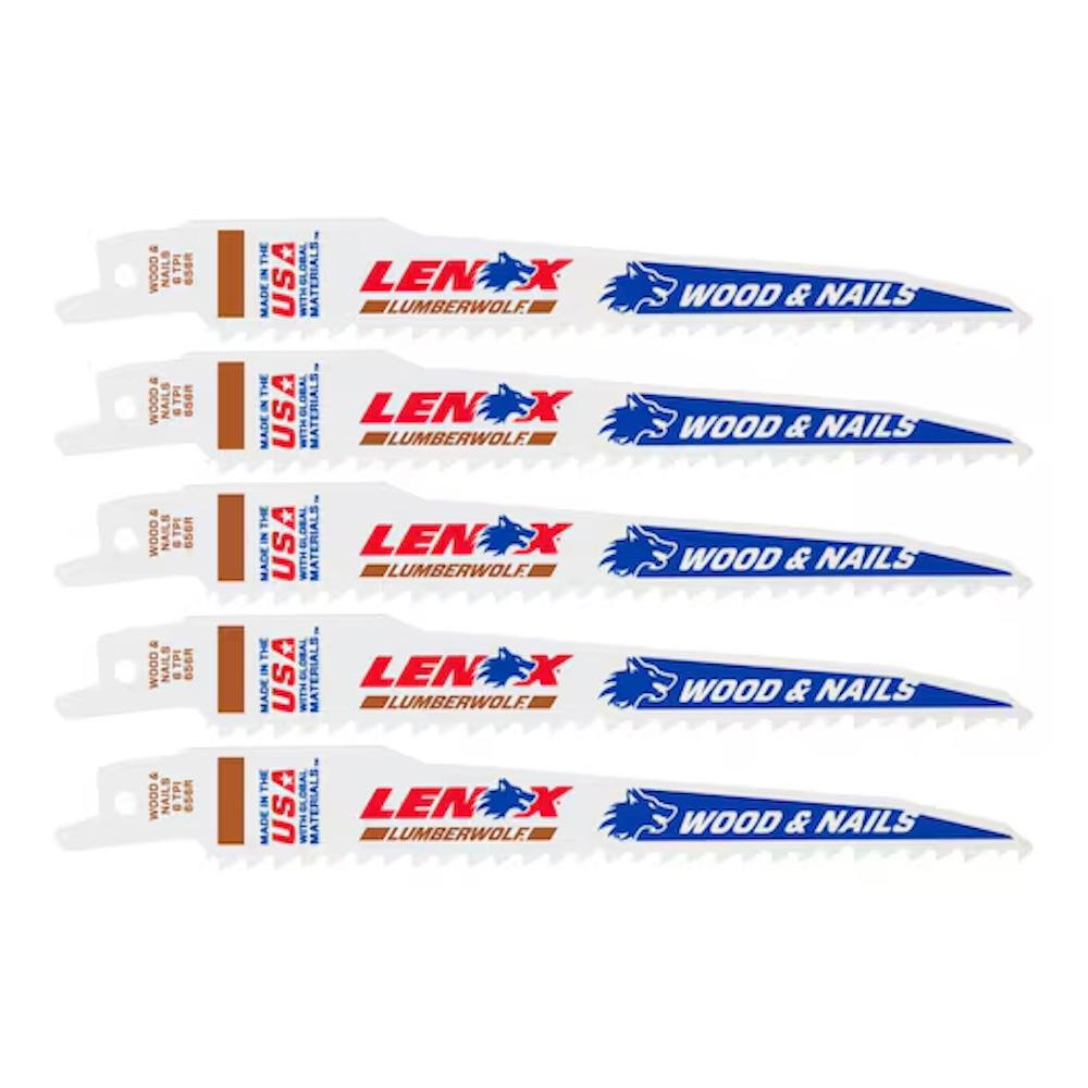 Reciprocating Saw Blades, 9 Inch x 6 TPI (5 PK), Lenox
