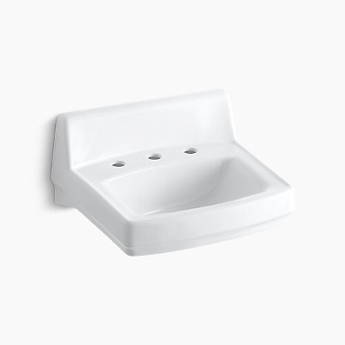 Wall Mount Lav Sink, 8 Inch Widespread, 20 3/4 x 18 1/4 In