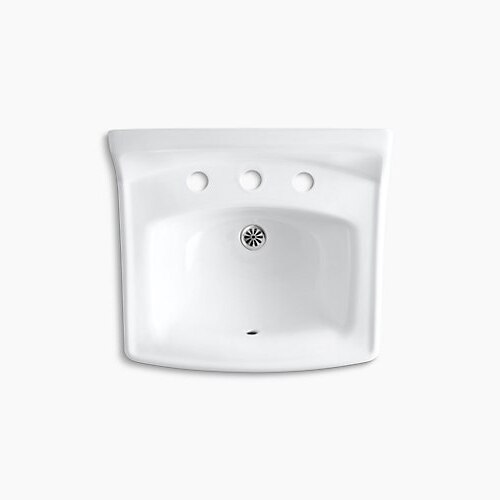 Wall Mount Lav Sink, 8 Inch Widespread, 20 3/4 x 18 1/4 In