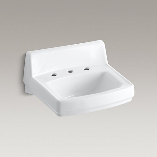 Wall Mount Lav Sink, 8 Inch Widespread, 20 3/4 x 18 1/4 In