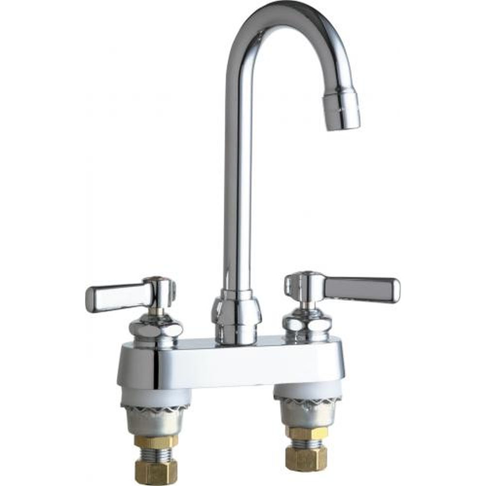 Deck-Mounted Manual Sink Faucet With 4" Centers, Polished Ch